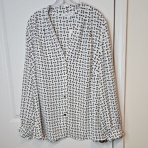Nine West Black and‎ White Geometric Blouse